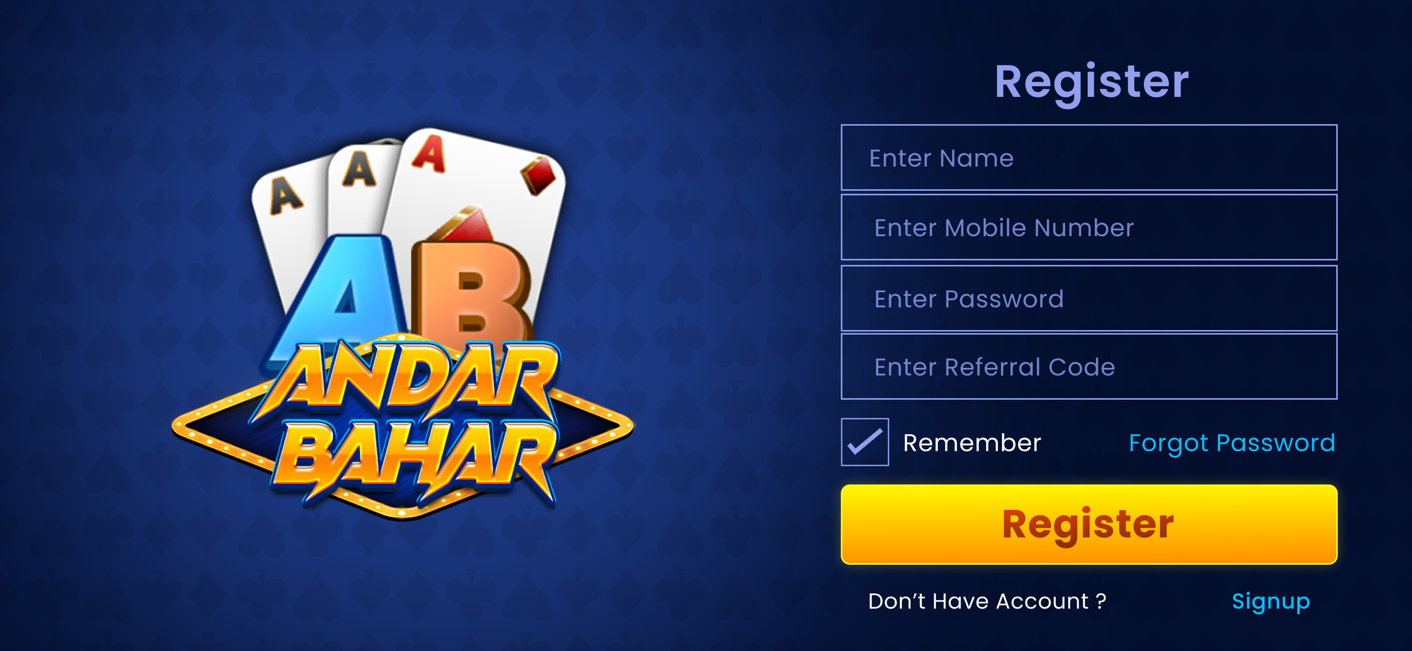 Game screen of pool rummy